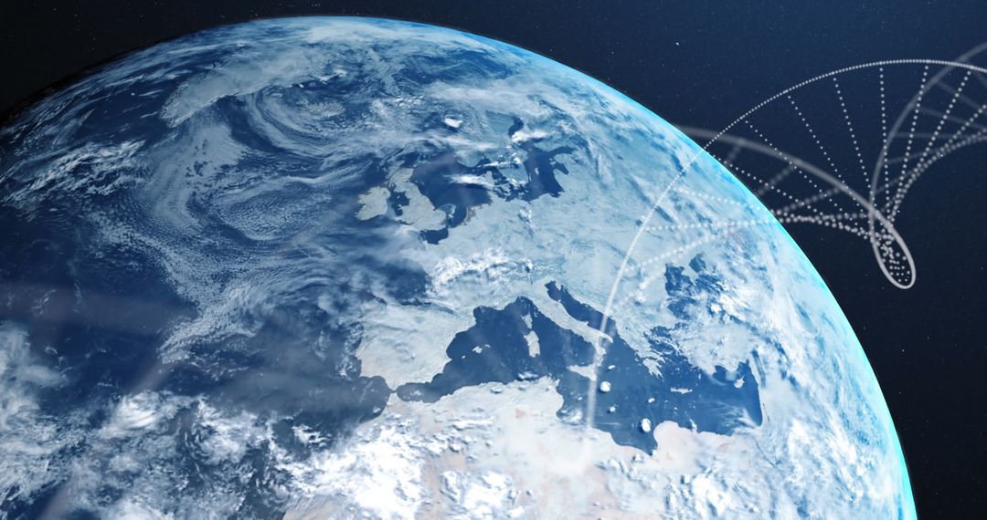 Earth Rotating with Intriguing Cosmic Elements Visible