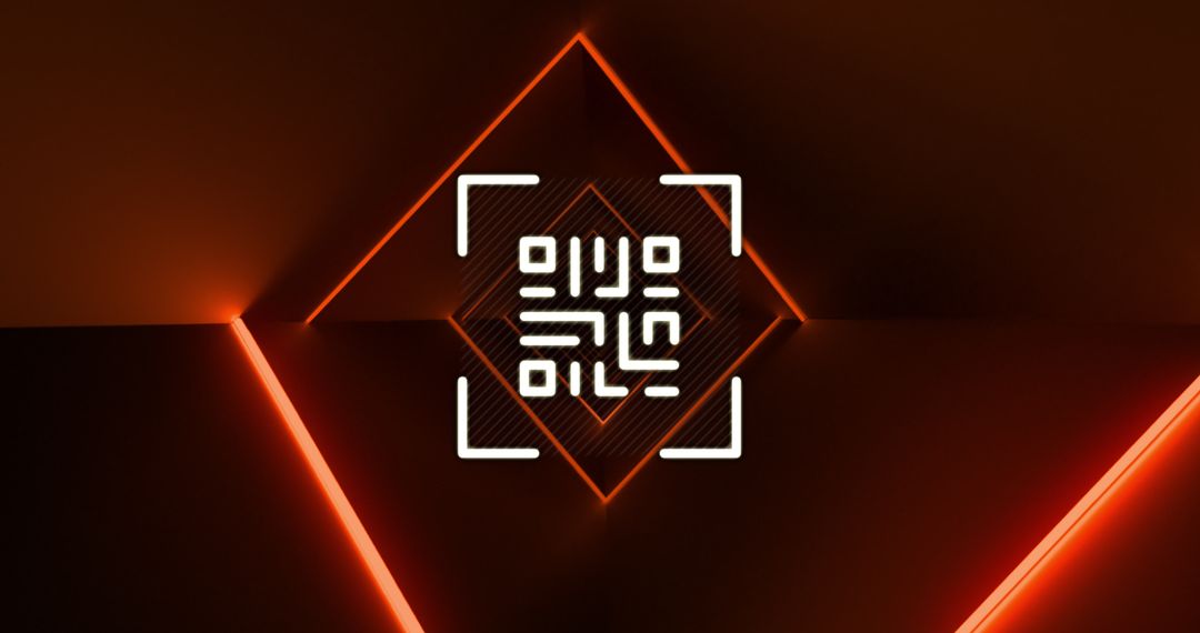 Futuristic QR Code with Glowing Red Neon Accents