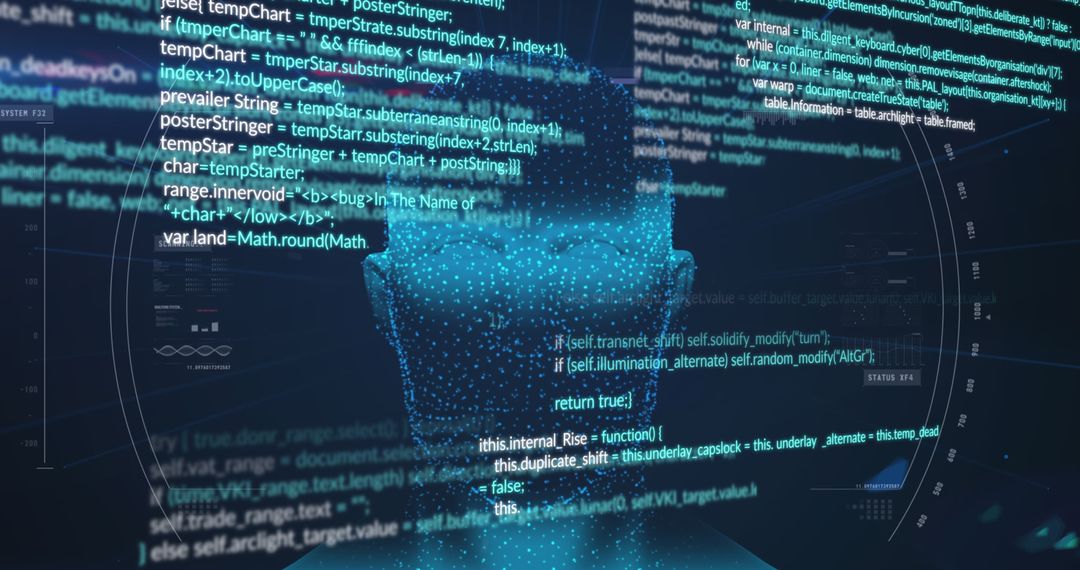 Digital Head with Data Processing Abstract Technology Concept