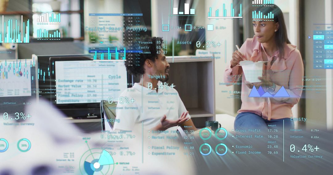 Diverse Business Colleagues Discuss Data Insights in Modern Office