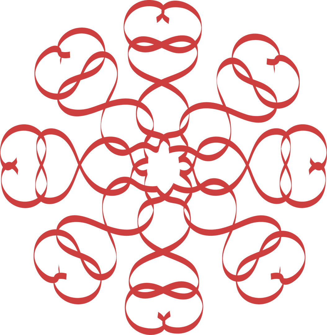 Red Heart Mandala Pattern on Transparent Background