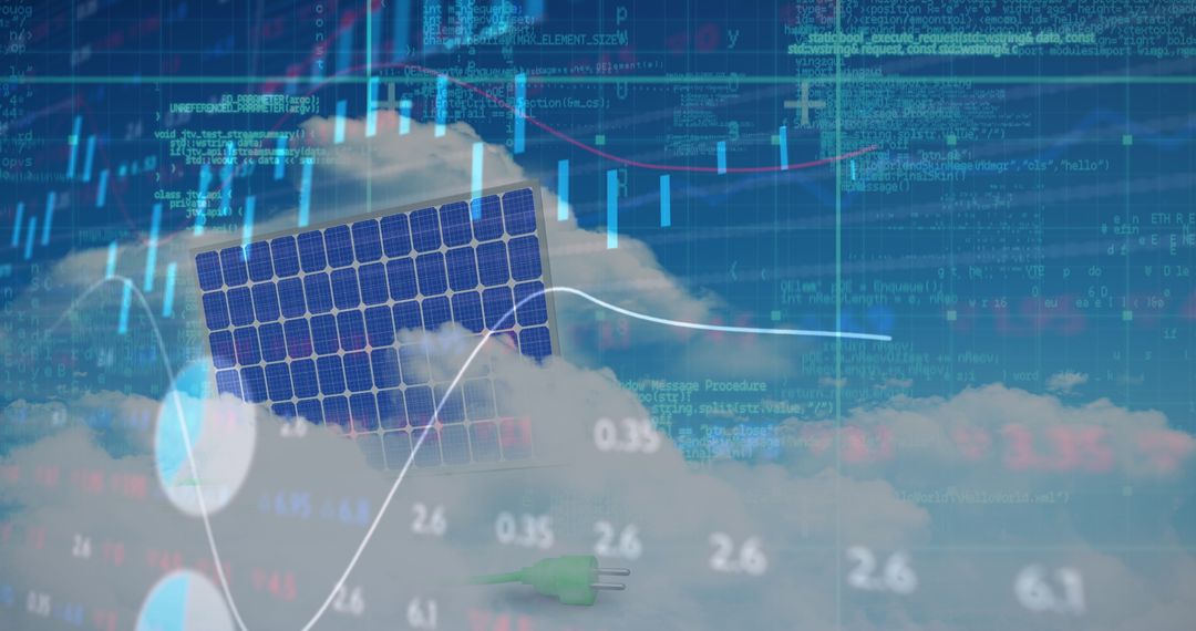 Renewable Energy Technology with Financial Data Art Overlay