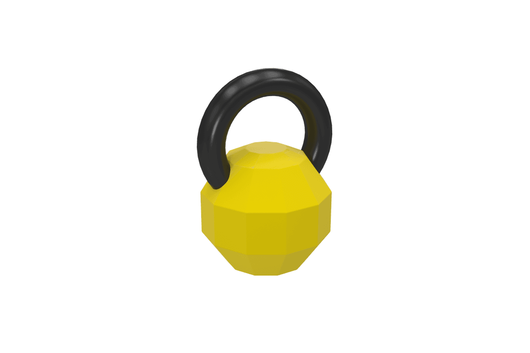 Yellow Metallic Kettlebell on Transparent Background for Fitness Designs