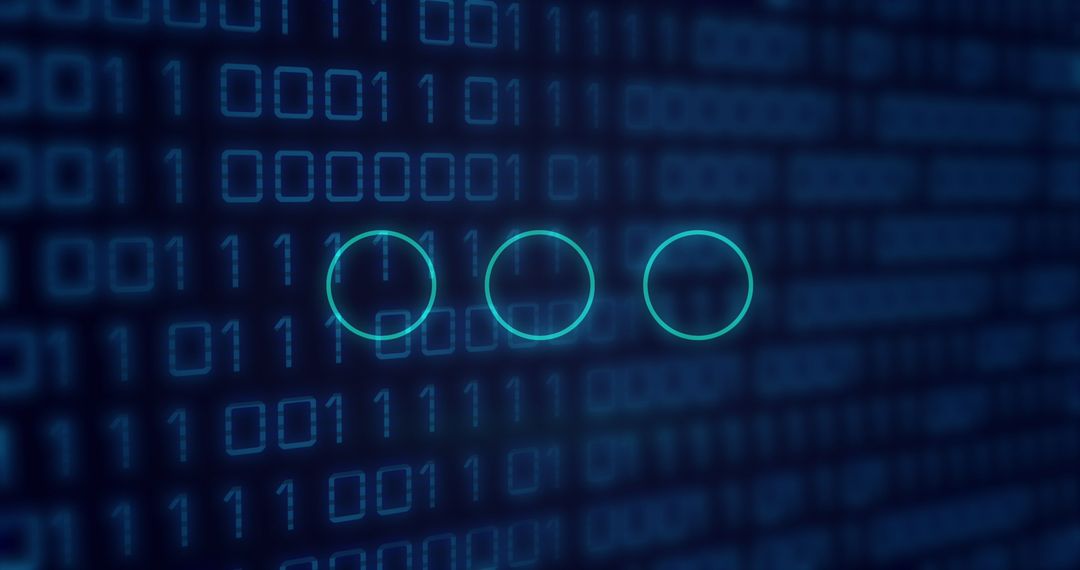 Binary Code Display with Neon Circles on Digital Interface - Free Images, Stock Photos and Pictures on Pikwizard.com