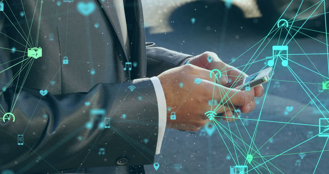 Businessman Using Smartphone in Digital Connectivity Concept