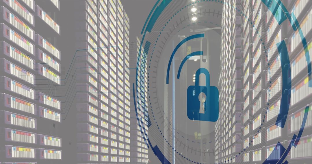 Digital Security in Modern Data Centers with Futuristic Interface