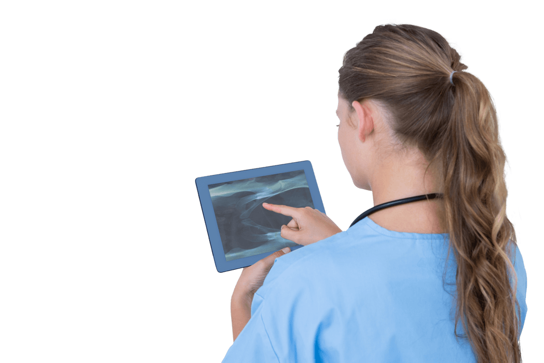 Caucasian Nurse Using Digital Tablet Transparent Background