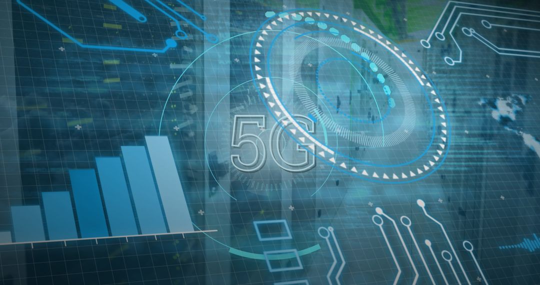 Futuristic 5G Technology and Data Processing Visualization