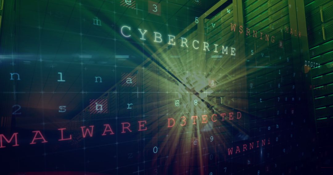 Cyber Attack Warning in Server Room Vivid Display