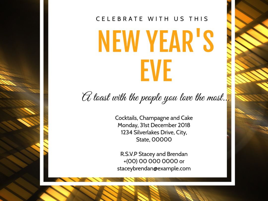Elegant New Year's Eve Celebration Invitation with Golden Design