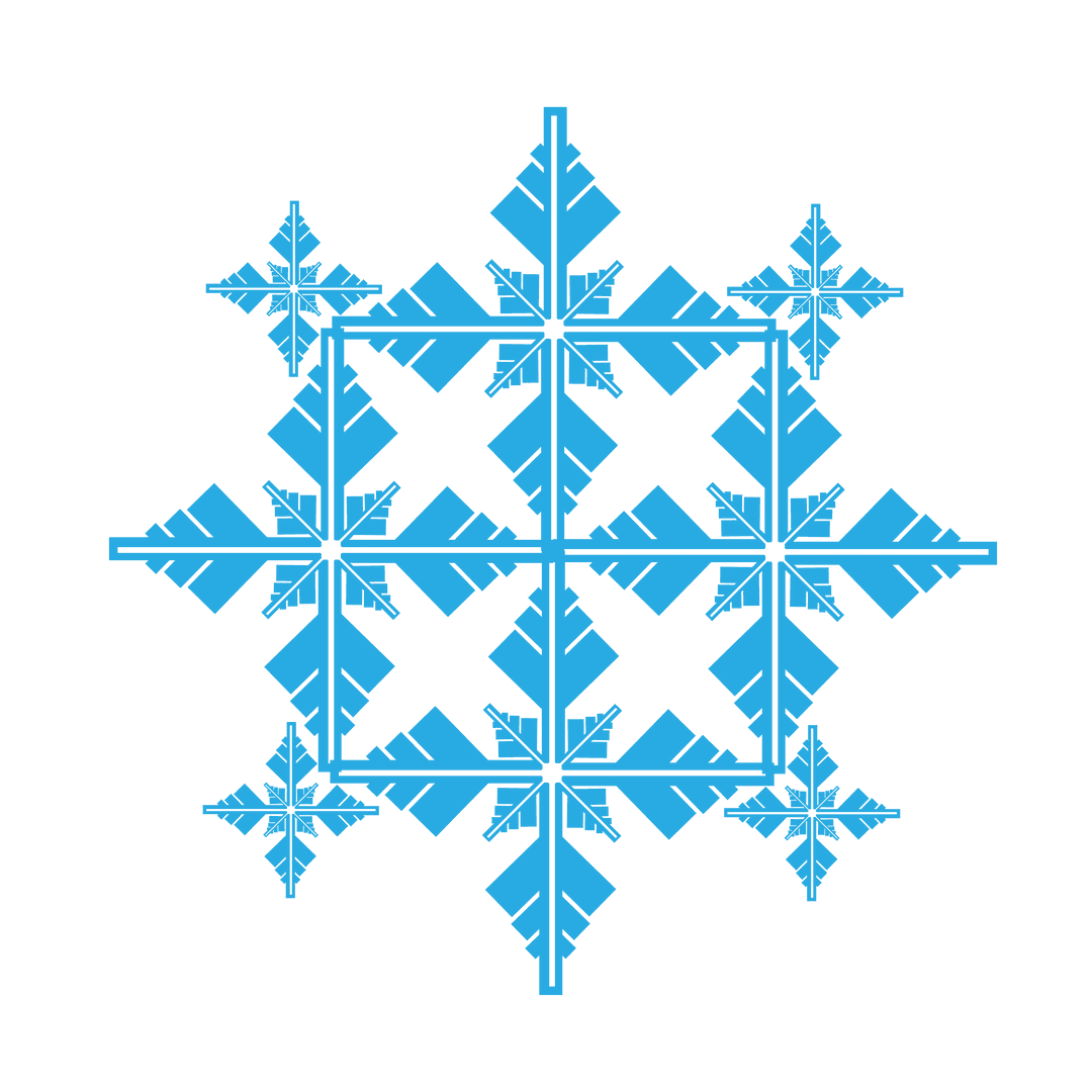Transparent Intricate Digital Blue Snowflake Illustration
