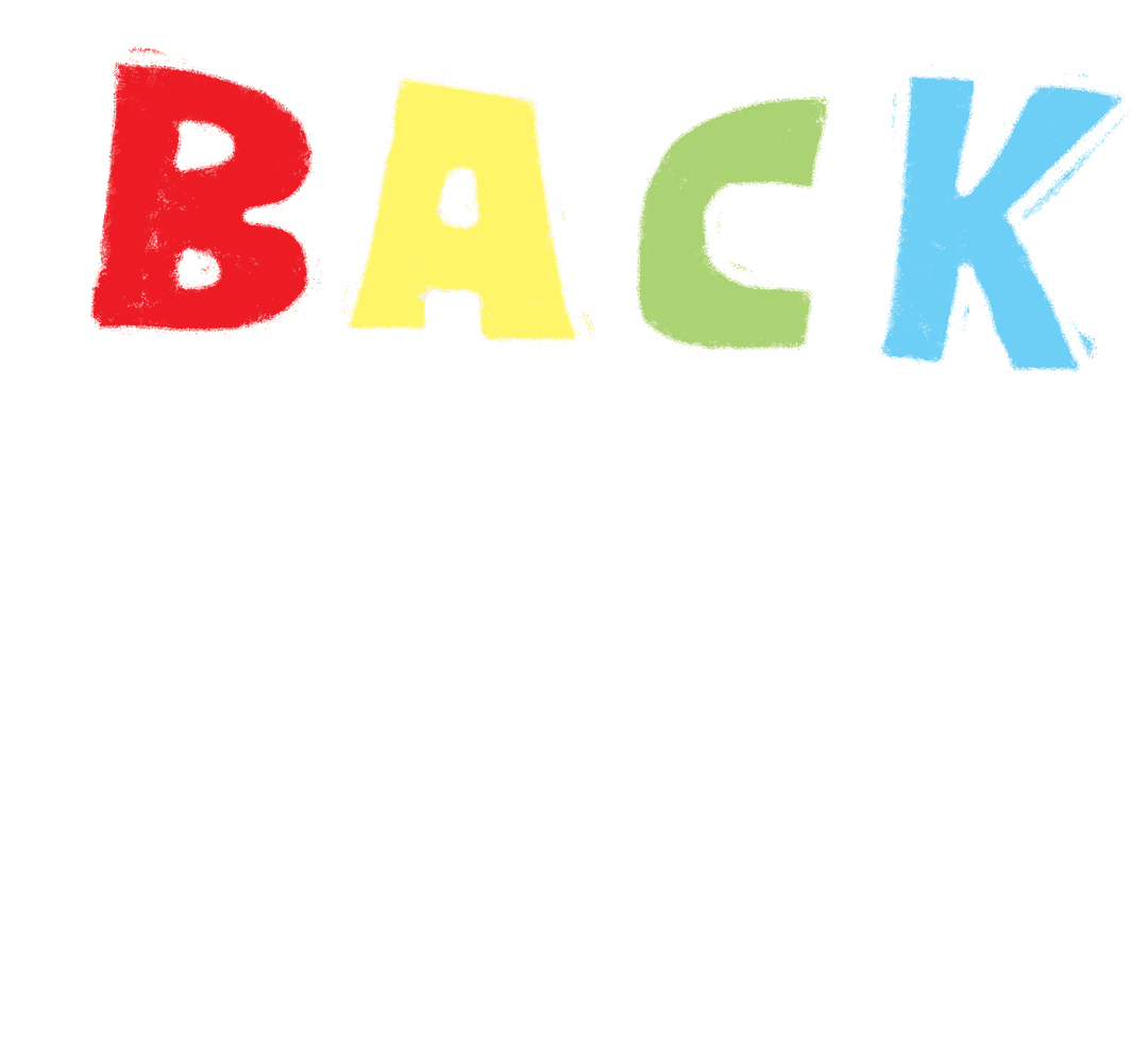 Colorful Back 2 School Text on Transparent Background