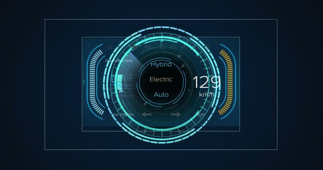 High-Tech Digital Interface with Futuristic Speedometer