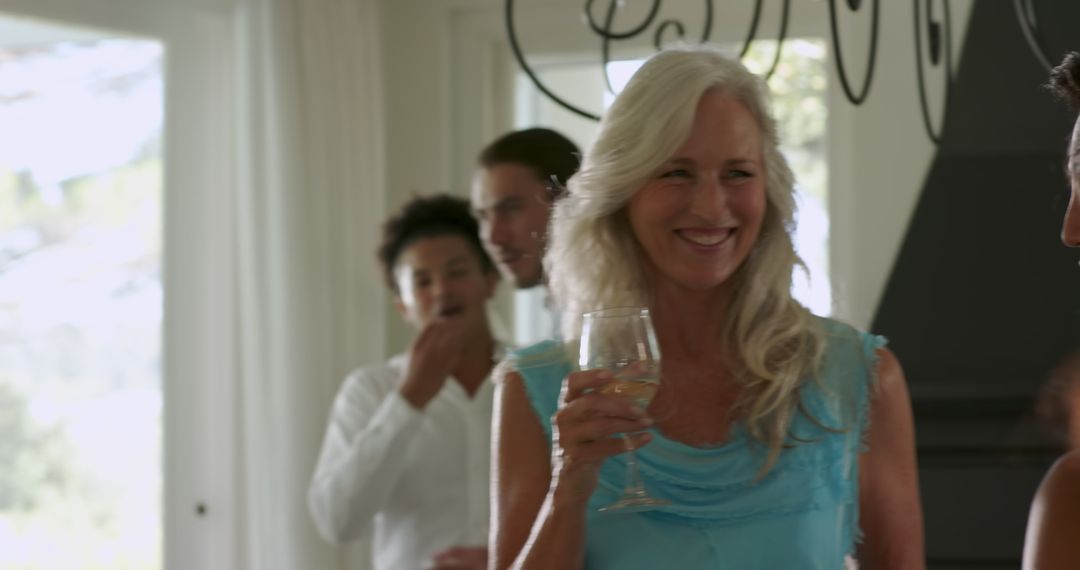 Elegant Gathered Conversation at Wedding Reception