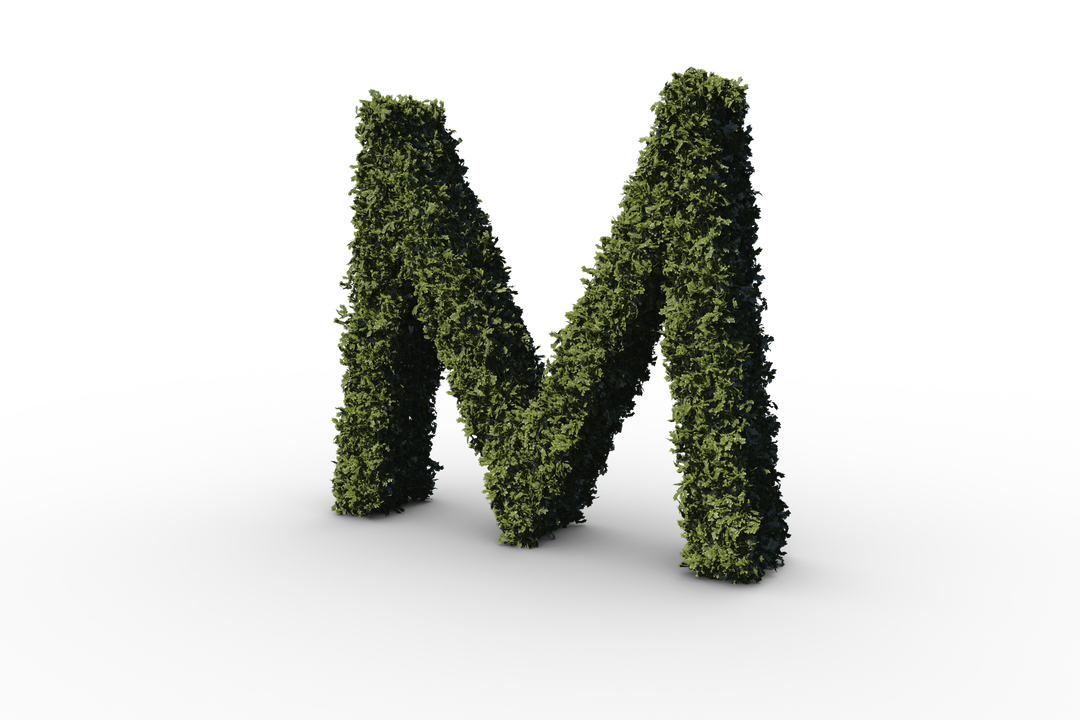 3D Letter M with Leafy Texture on Transparent Background - Download Free Stock Images Pikwizard.com