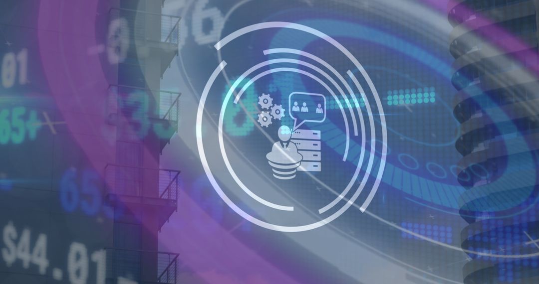 Abstract Cityscape with Digital Interface Elements