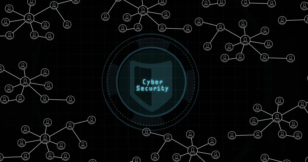 Cybersecurity Network with Shield and Digital Connections