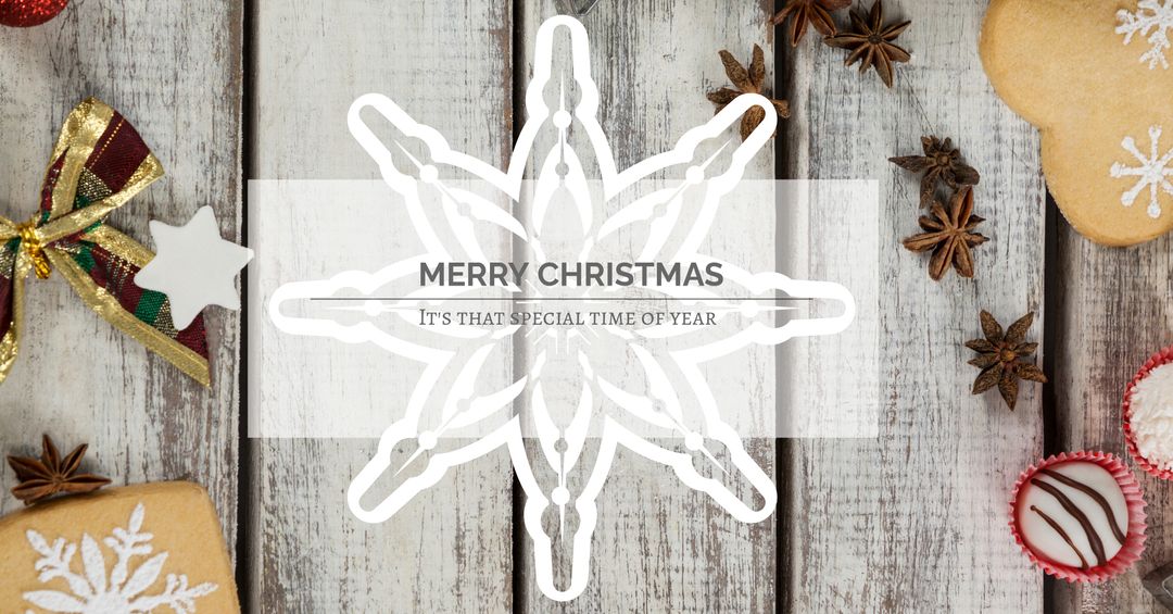 Festive Snowflake Design with Christmas Decorations