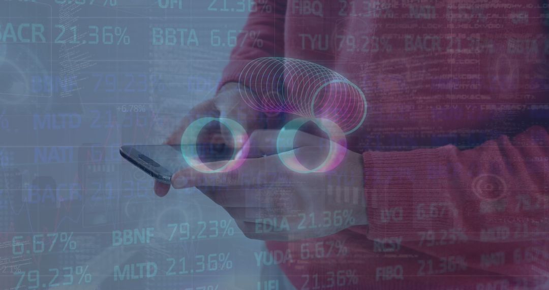 Man Interacting with Augmented Reality Interface Holding Smartphone