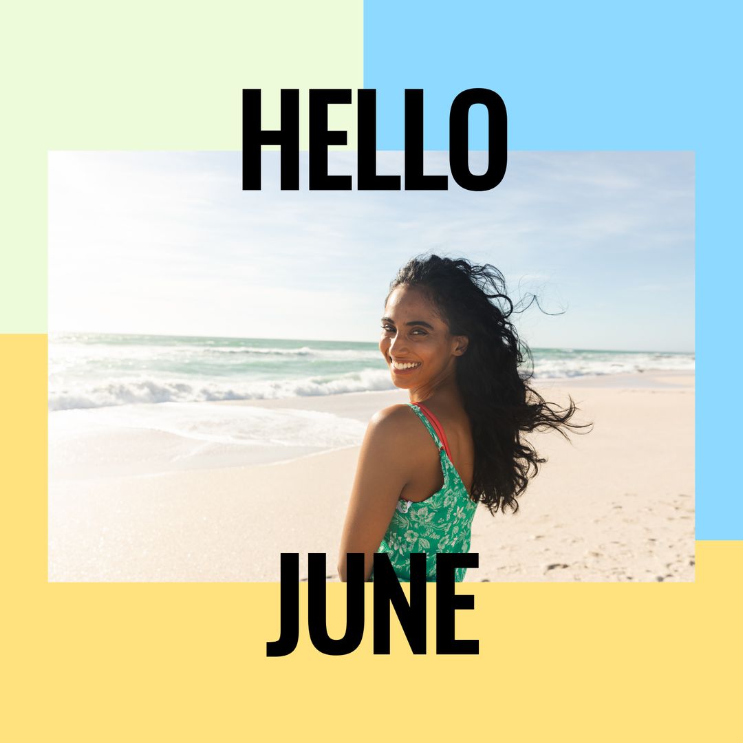 Joyful Woman Embracing Summer by the Sea