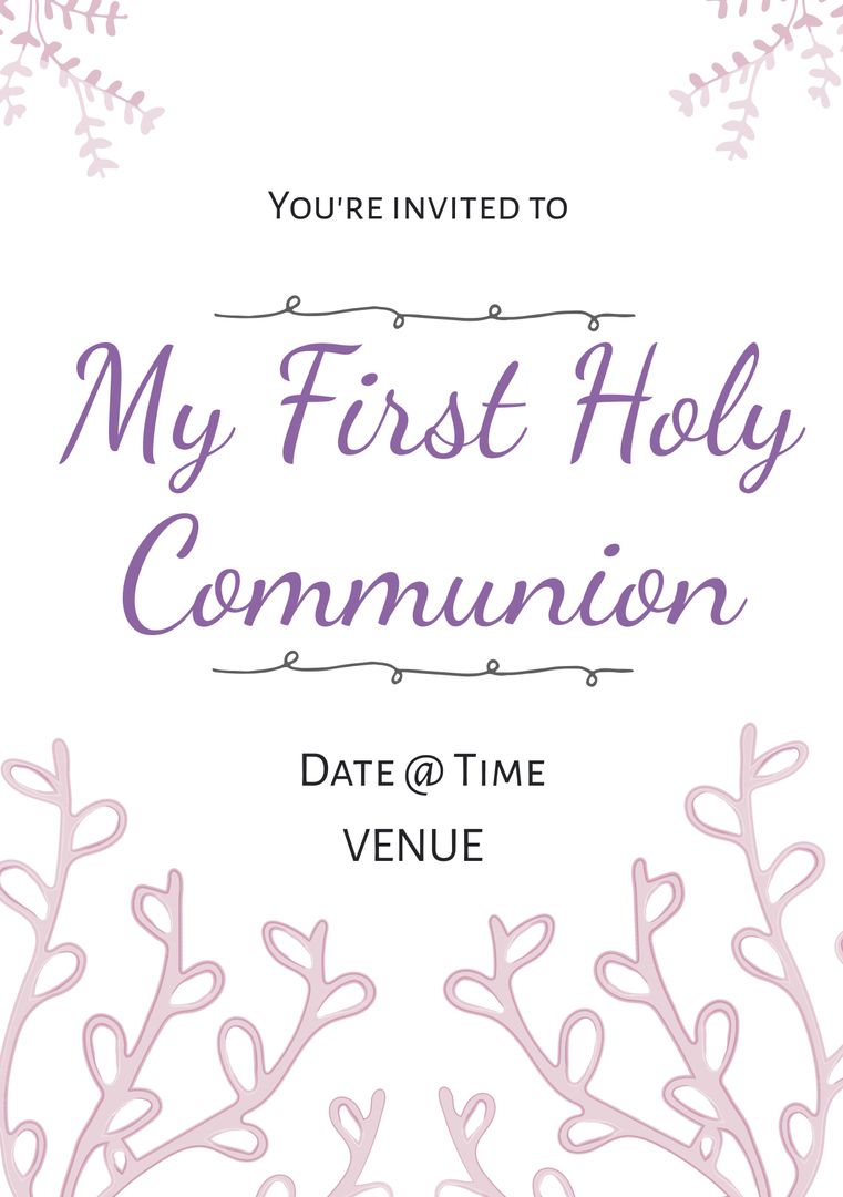 Elegant First Communion Invitation with Floral Accents
