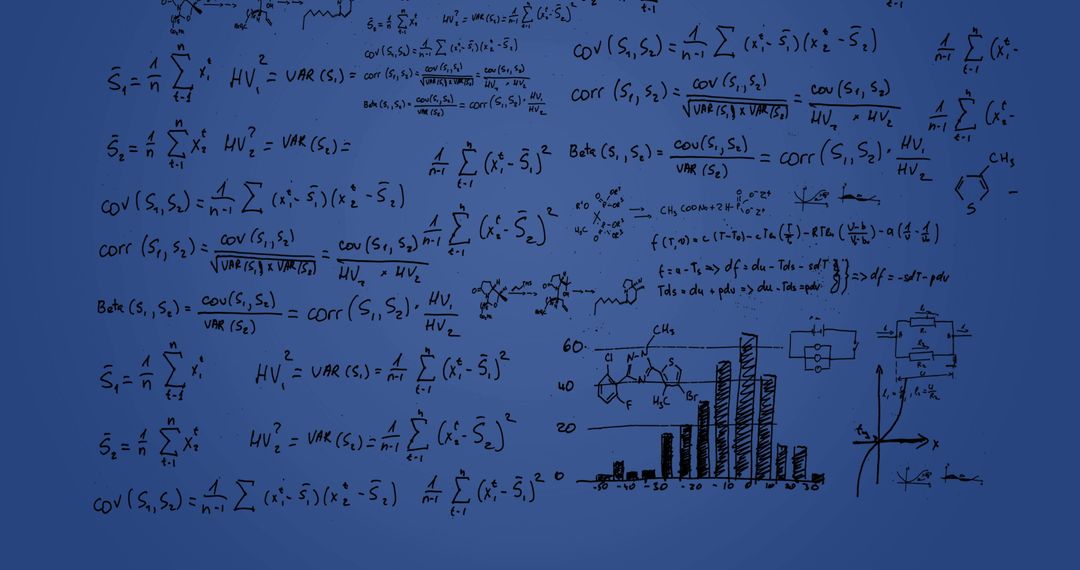 Complex Mathematical Formulas on Blue Background Symbolizing Data Processing - Free Images, Stock Photos and Pictures on Pikwizard.com