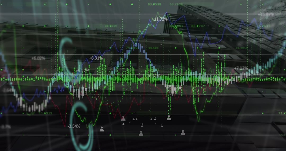 Analyzing Financial Data with Business Charts Against Urban Skyline