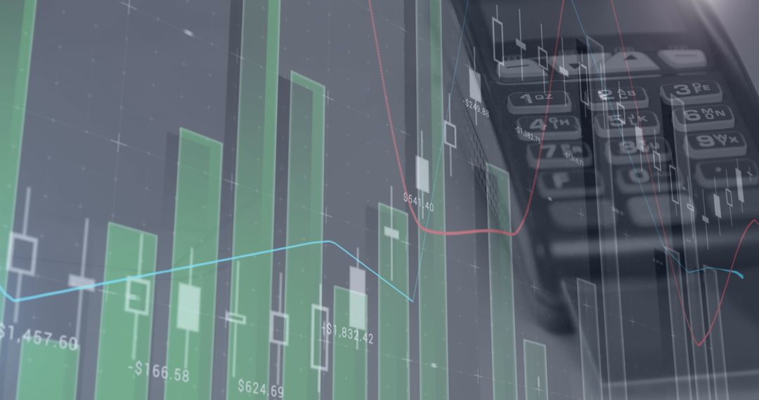 Financial Data Overlaid on Wireless Payment Terminal Graphic