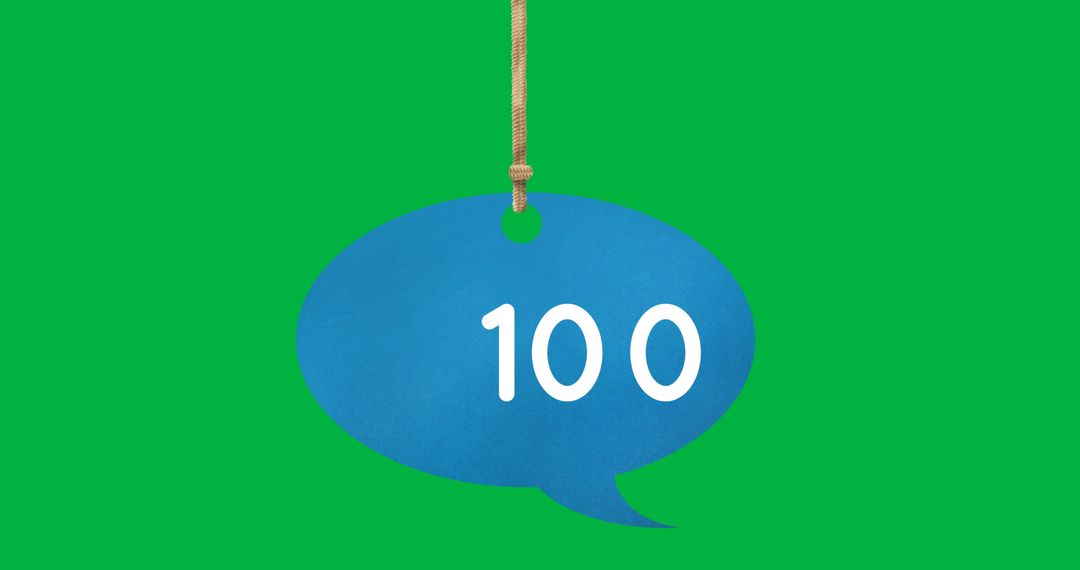 Blue Speech Bubble Constructed with Rope on Solid Green Background