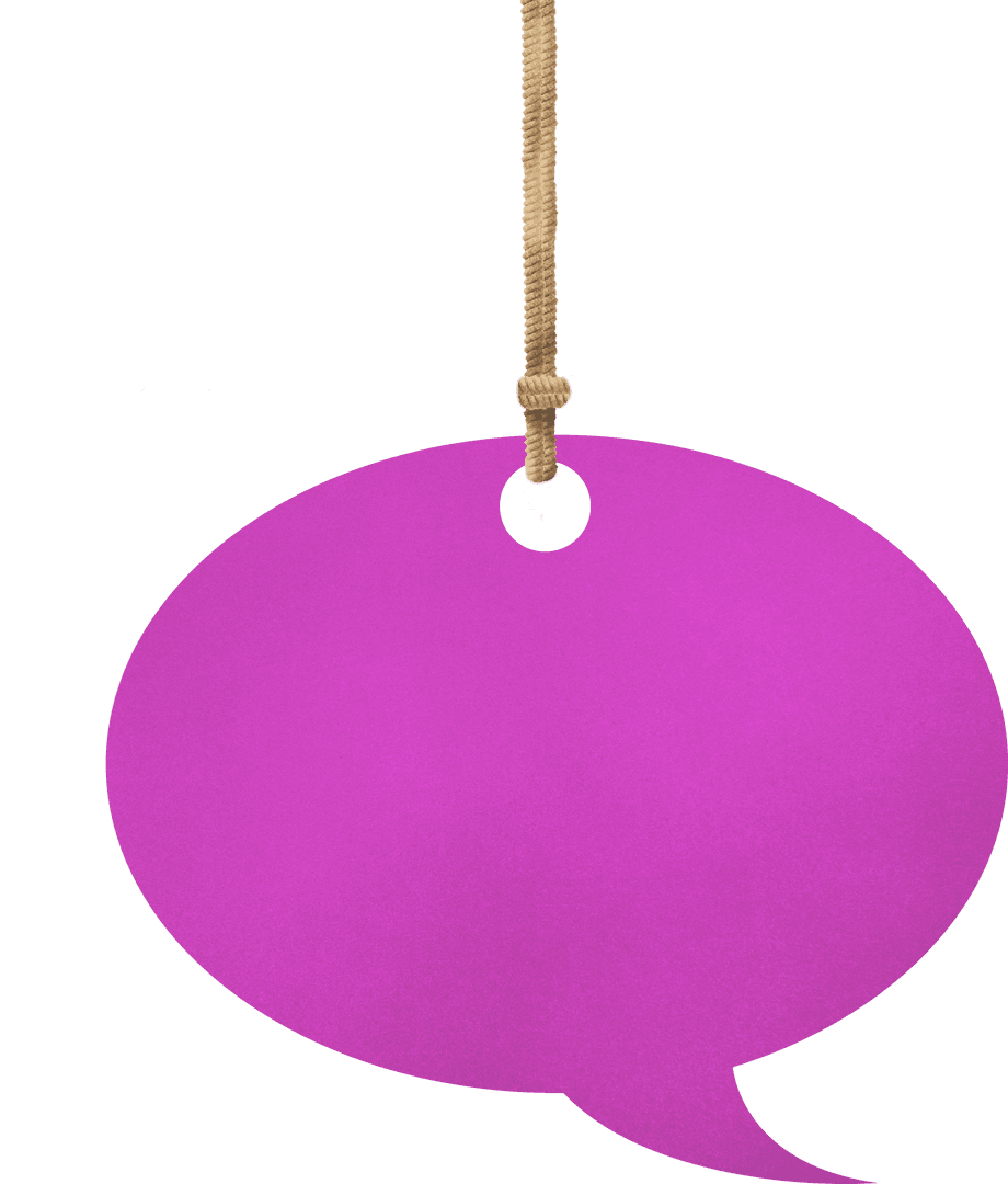 Transparent Oval Speech Bubble Hanging from Twine