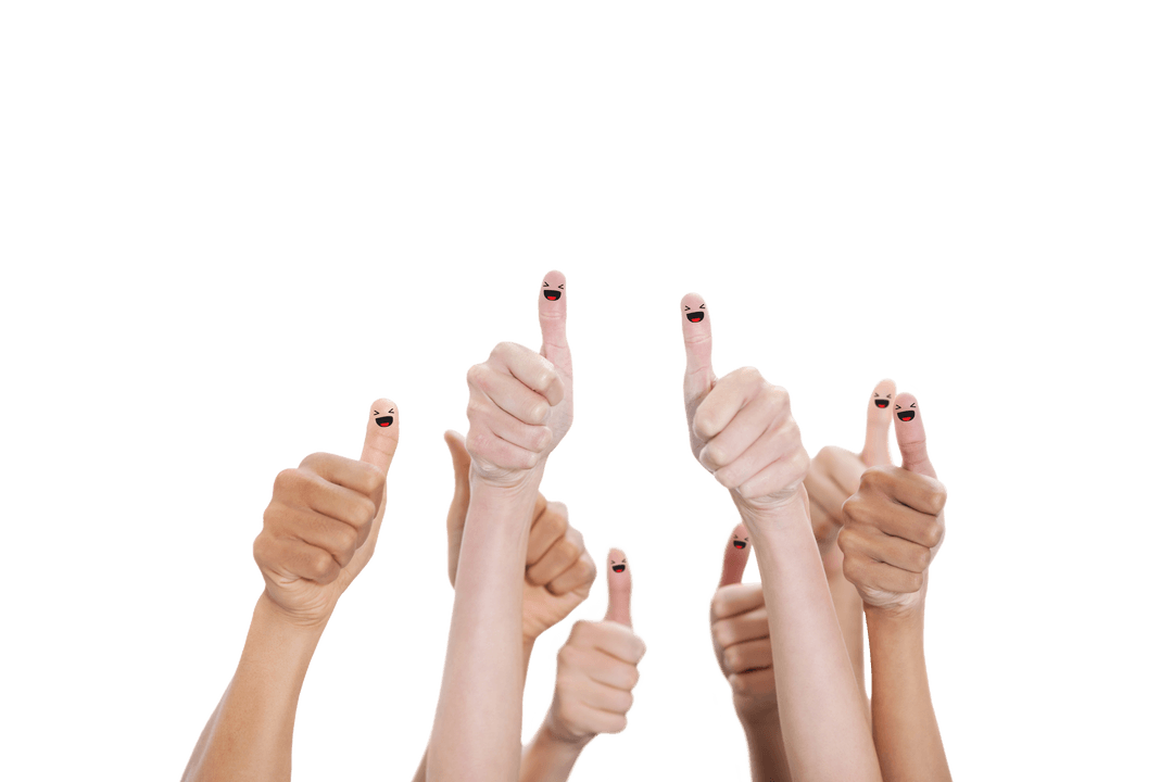 Thumbs Up Hands with Smiling Faces Transparent Creativity