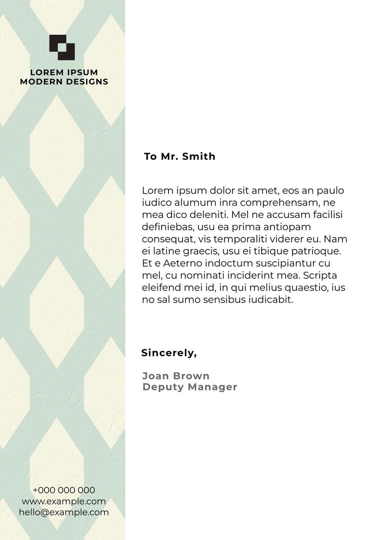 Formal Diamond Pattern Stationery Template with Professional Letter - Download Free Stock Templates Pikwizard.com