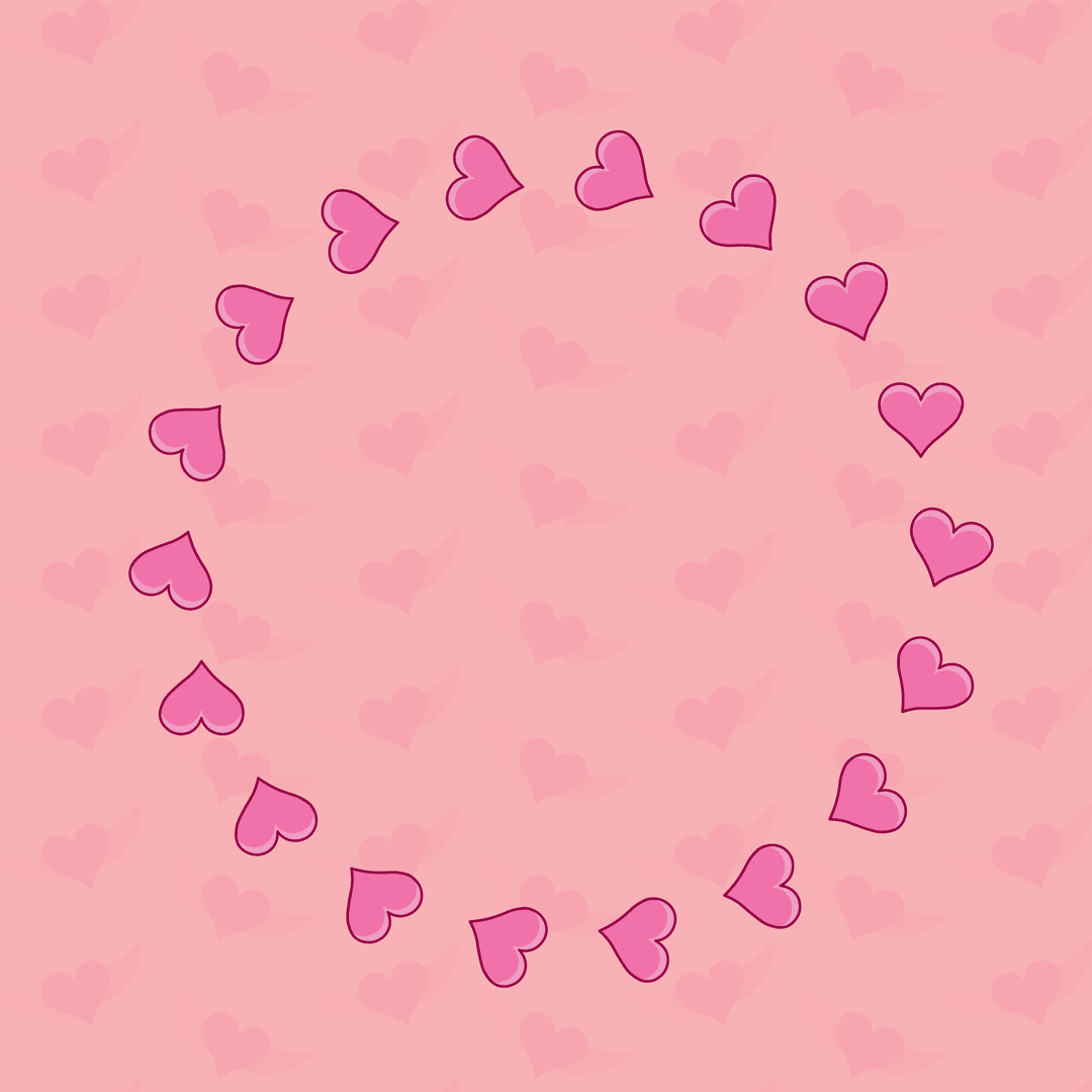 Pink Hearts Wreath on Transparent Background for Creative Designs