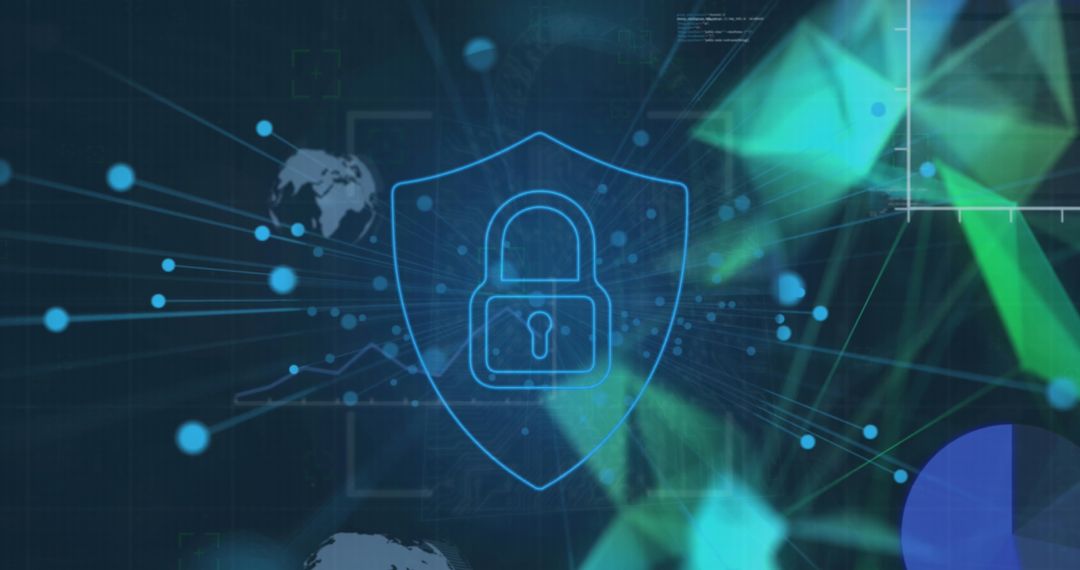 Global Data Safety Concept with Digital Lock Symbol