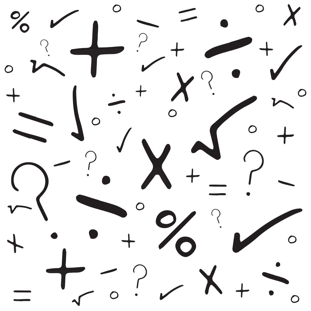 Assorted Mathematical Symbols on Transparent Background
