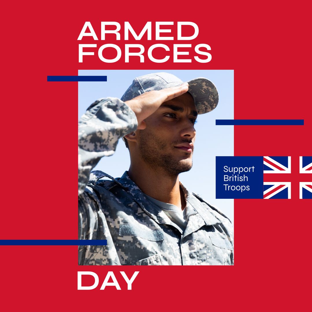 Biracial Soldier Saluting on Armed Forces Day Poster - Download Free Stock Templates Pikwizard.com