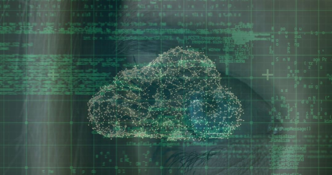 Digital Cloud with Security Padlock and Data Visualization