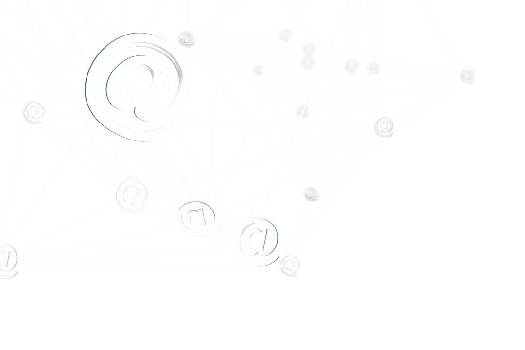 Abstract Digital Network of At Symbols on Transparent Background