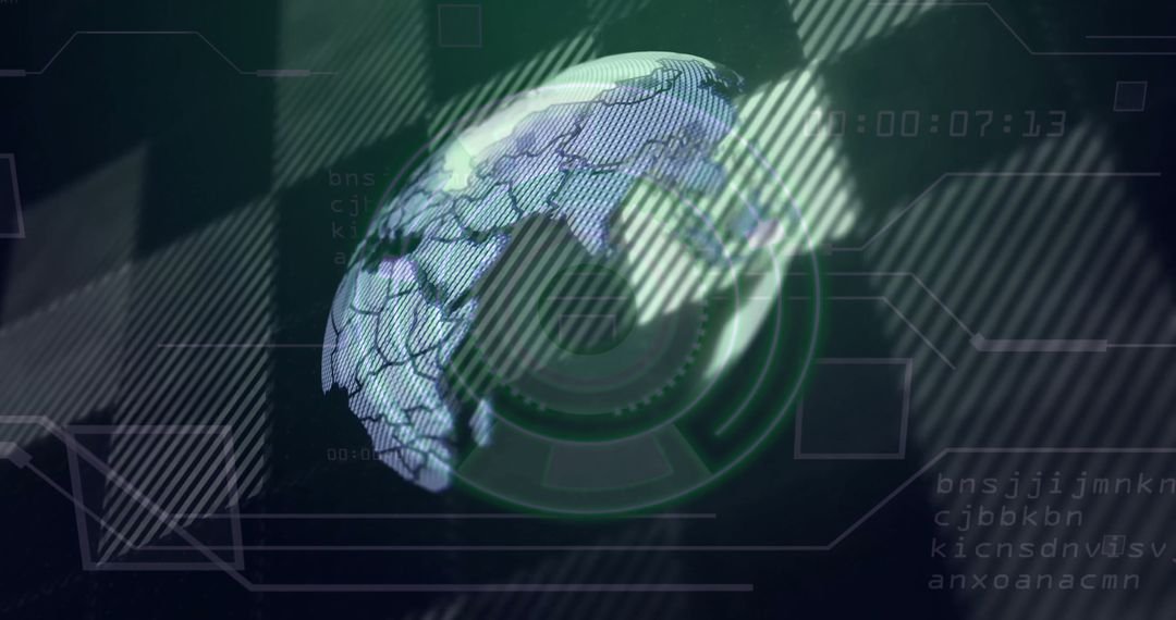 3D Digital Globe on Tech Interface with Scanning Rings and Codes