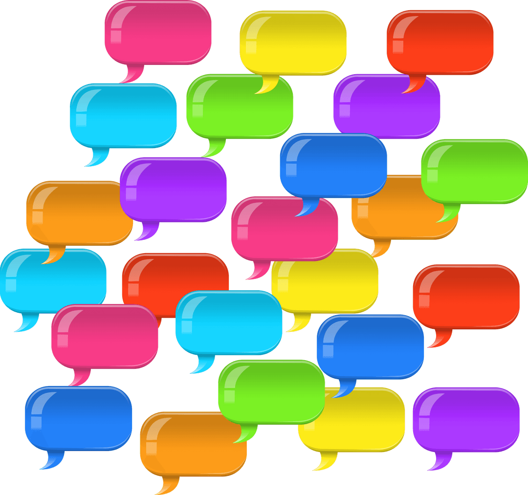Multicolored Transparent Speech Bubbles on Black Background