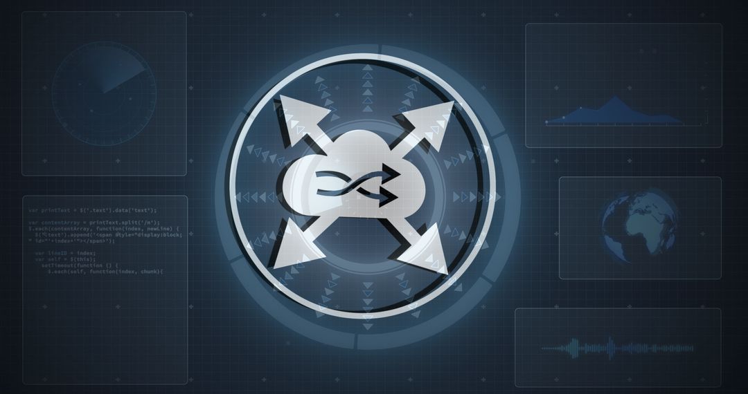 Futuristic Network Hub Interface Symbolizing Connectivity and Technology