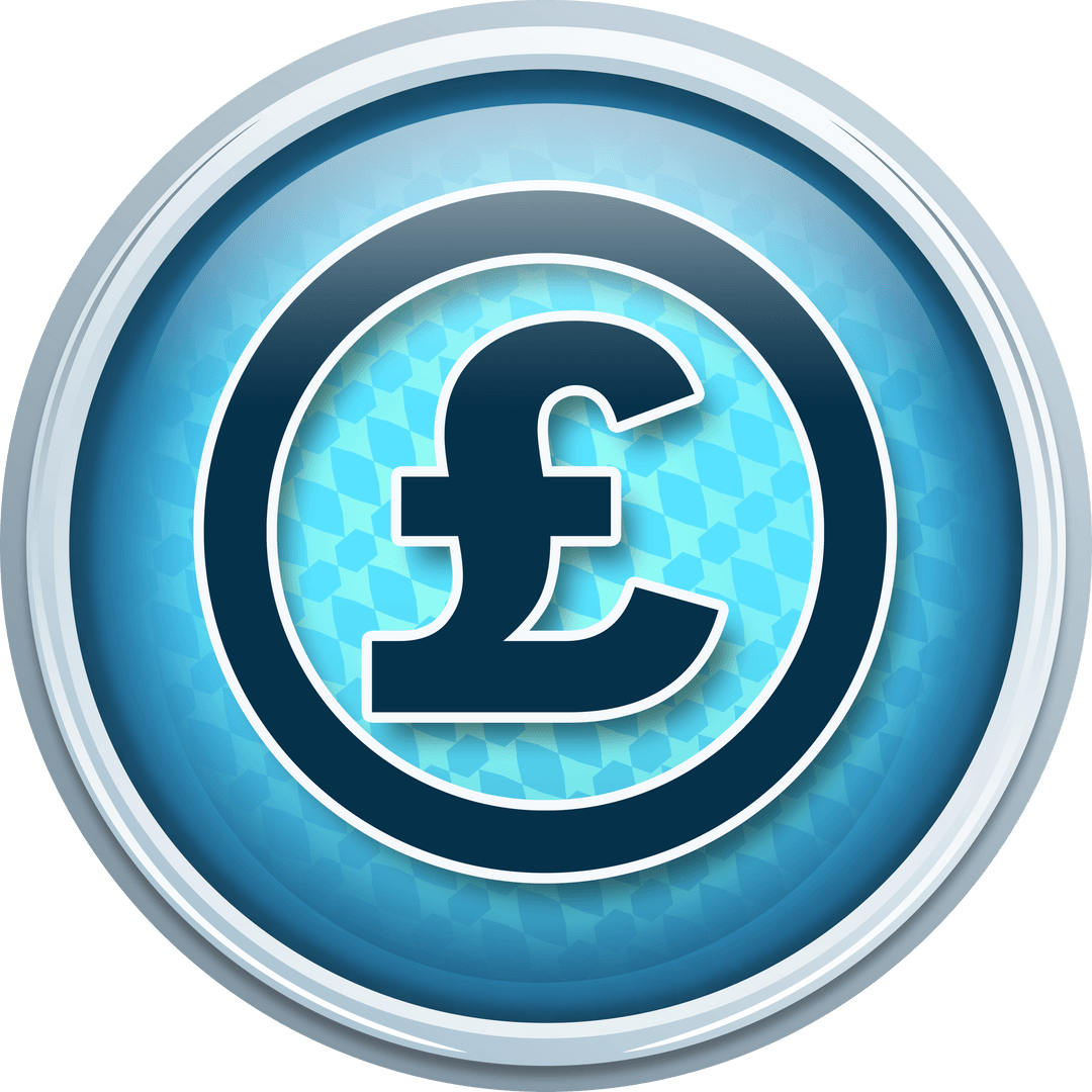 Transparent Modern Pound Symbol with Metallic Edge