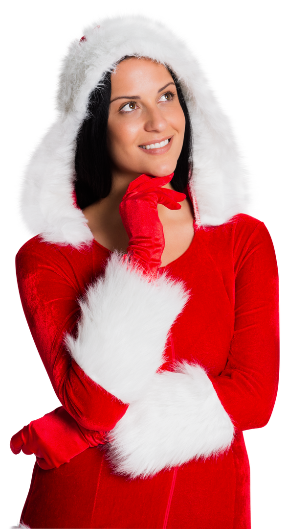 Woman Wearing Santa Costume Posing Isolated on Transparent Background - Download Free Stock Images Pikwizard.com