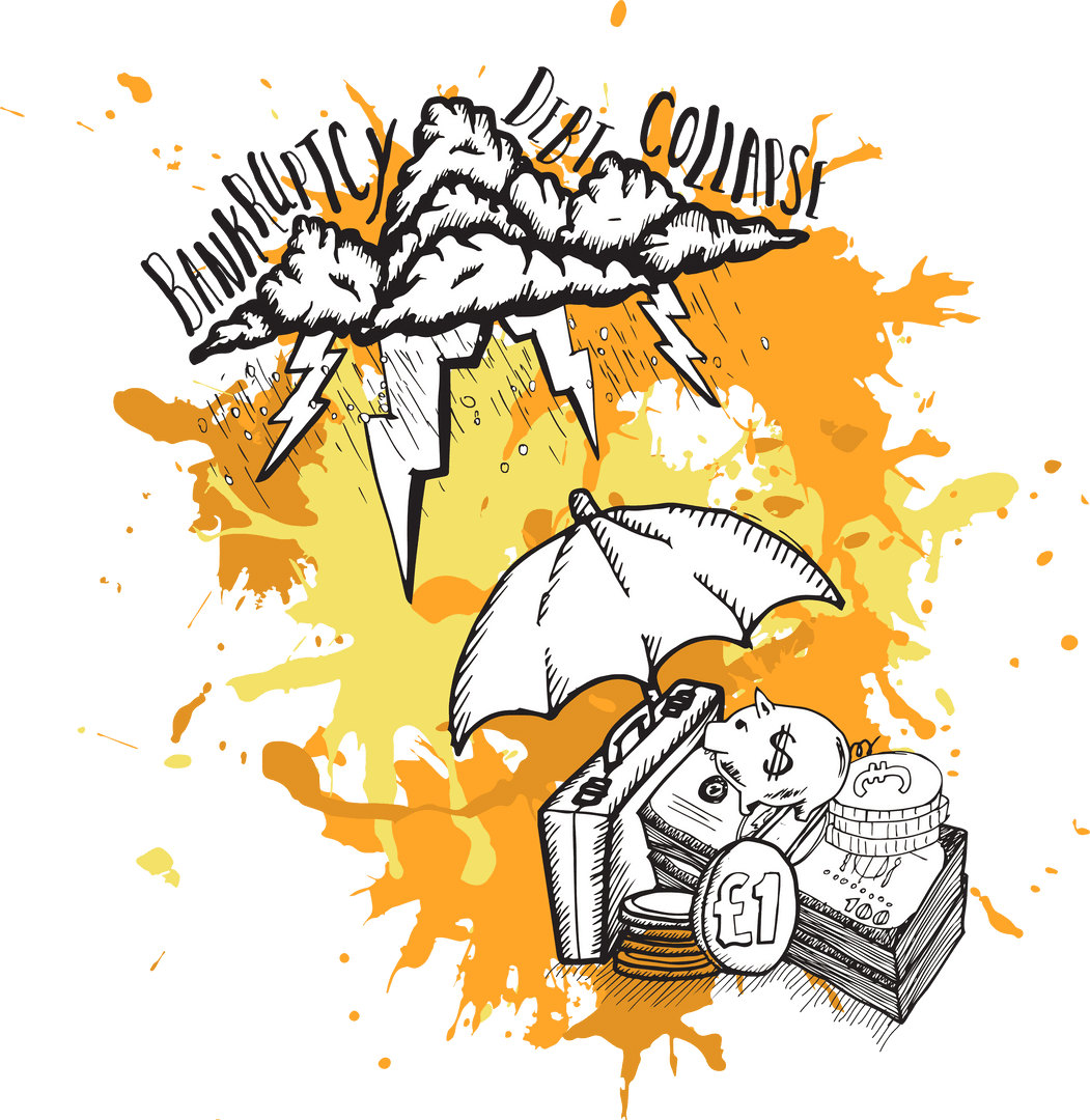 Transparent Finance Crisis Concept With Money Bag and Thunder