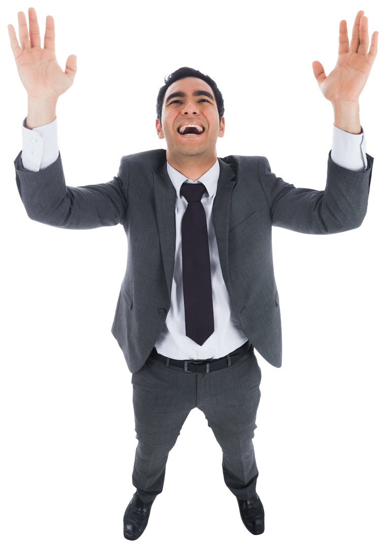 Ecstatic Businessman Celebrating Success against Transparent Background