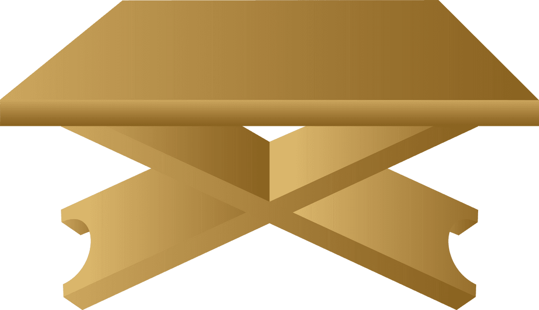 Golden Pedestal Stand with X Supports on Transparent Background