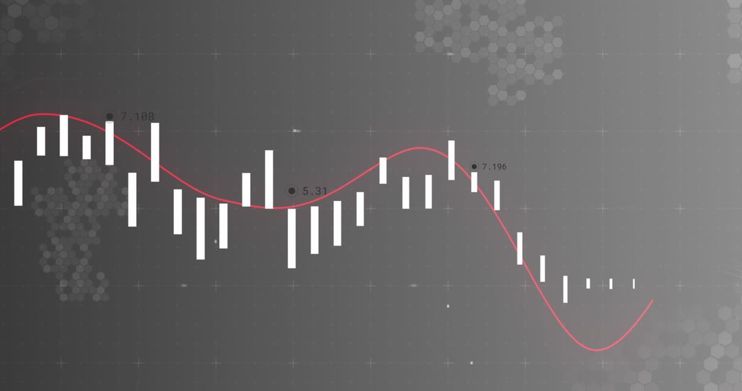 Digital Data Chart on Grey Background with Red Trend Line