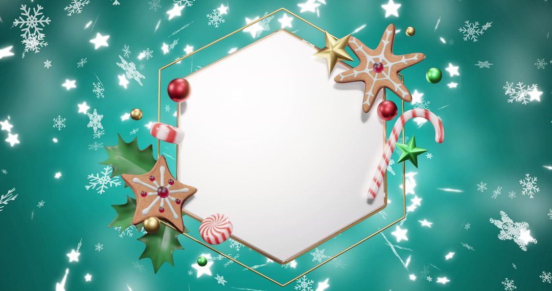 Festive Hexagon Sign with Candy Cane Decorations
