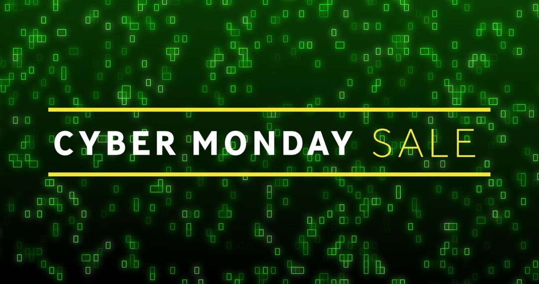 Cyber Monday Sale Digital Banner with Neon Green Effect