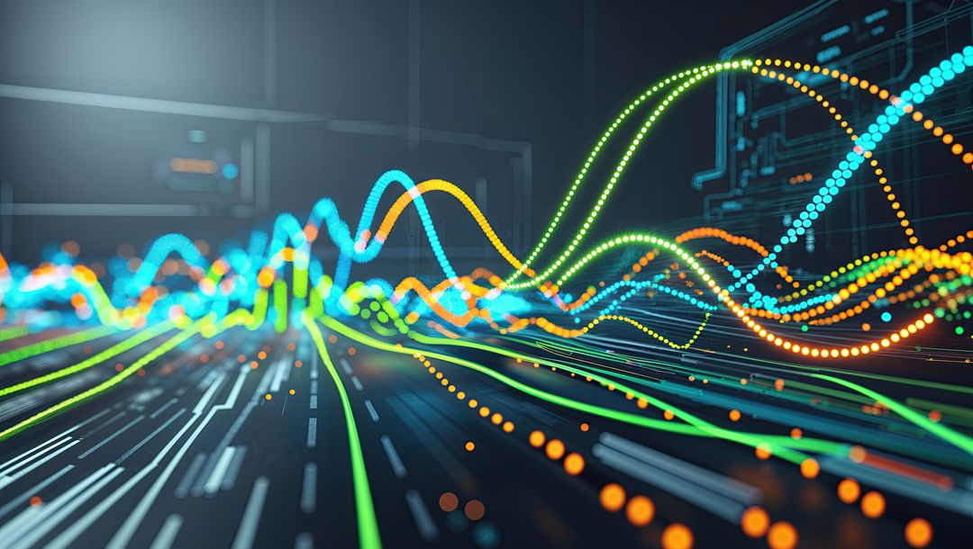 Futuristic Data Streams Overlaying Circuit Panel